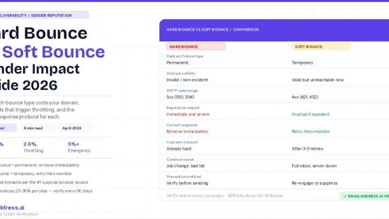 hard bounce vs soft bounce email sender reputation guide emailaddress.ai 2026