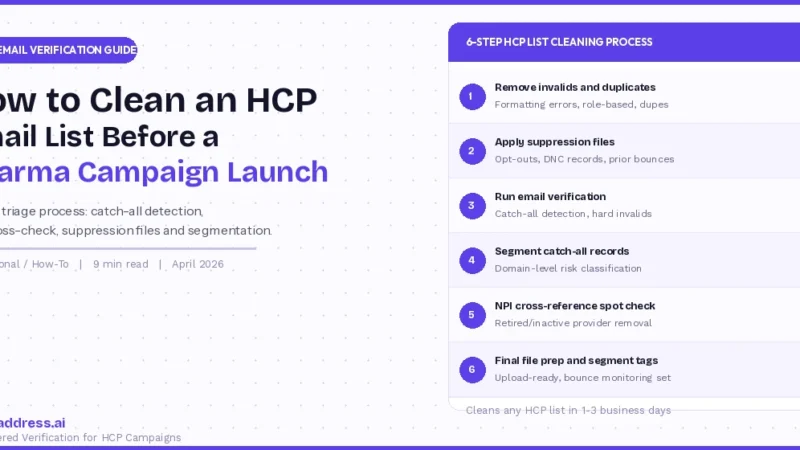 hcp email list cleaning pharma campaign launch guide emailaddress.ai